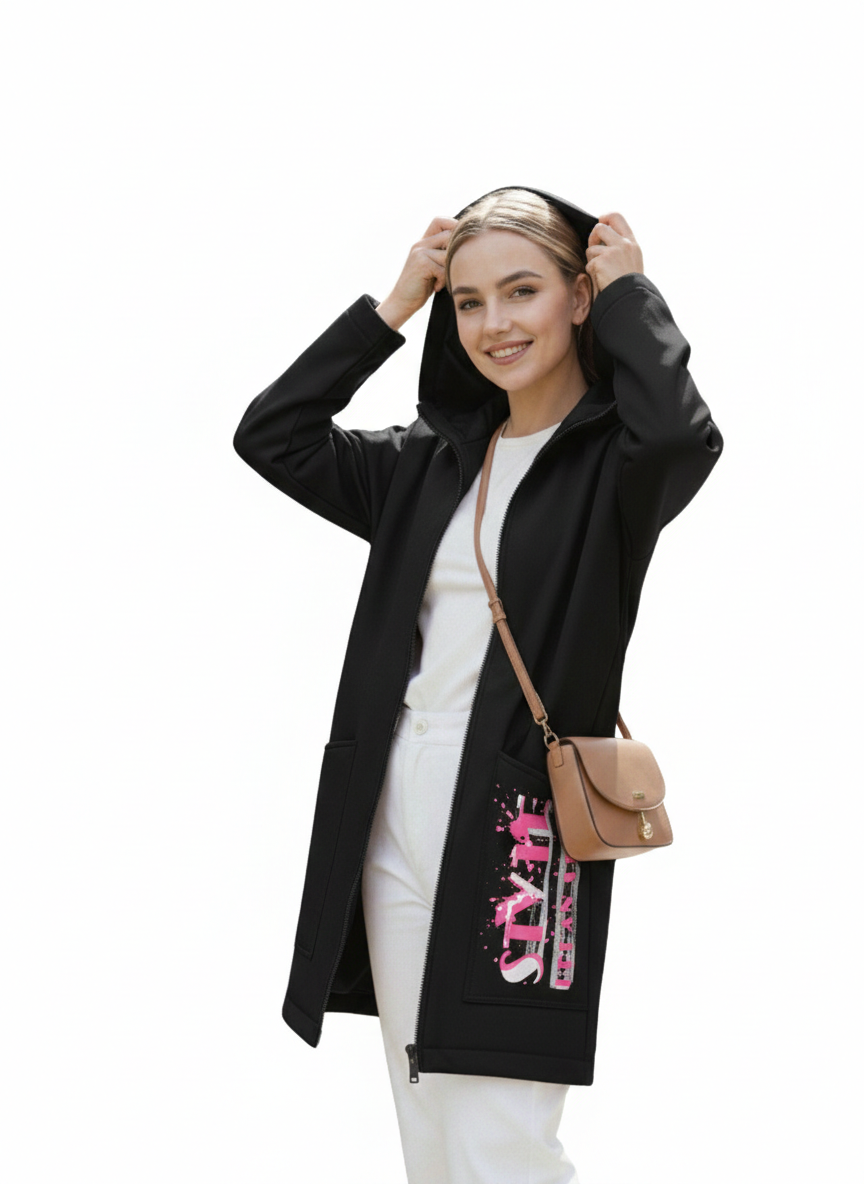 Ветровка Аврора 1077-Д/черный/розовый - фото 7