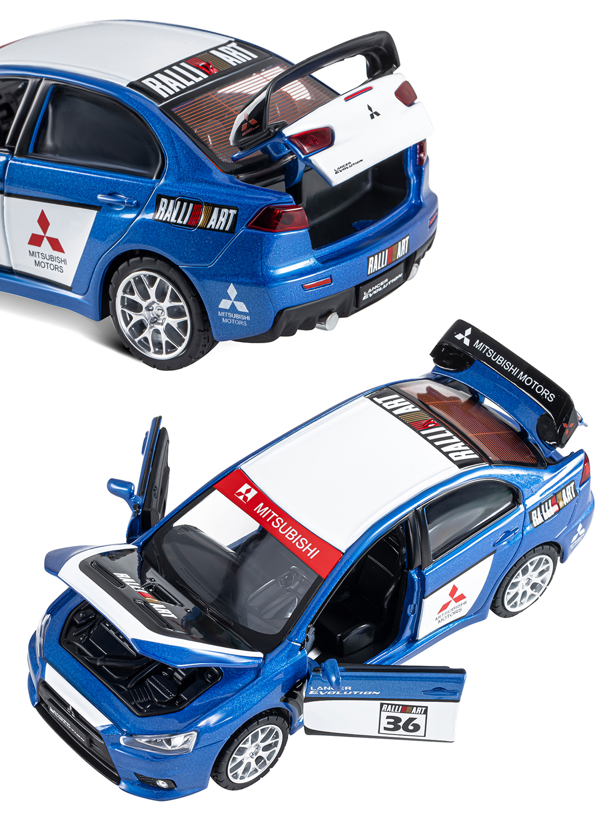 Автомобиль АВТОпанорама Mitsubishi Lancer Evolution 1:32 JB1251472 - фото 10