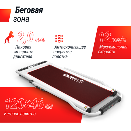 Беговая дорожка UNIX Fit R-300C White с поручнем 2 л.с до 100 кг 0.8 - 12 км/ч