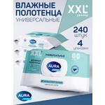 Влажные полотенца AURA Family 60 шт. 4 упак.