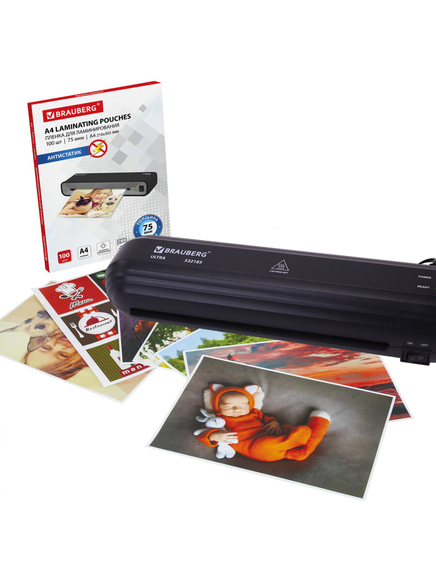 Ламинатор бумаги Brauberg для офиса и дома A4 60-150 мкм 30 см/мин - фото 15