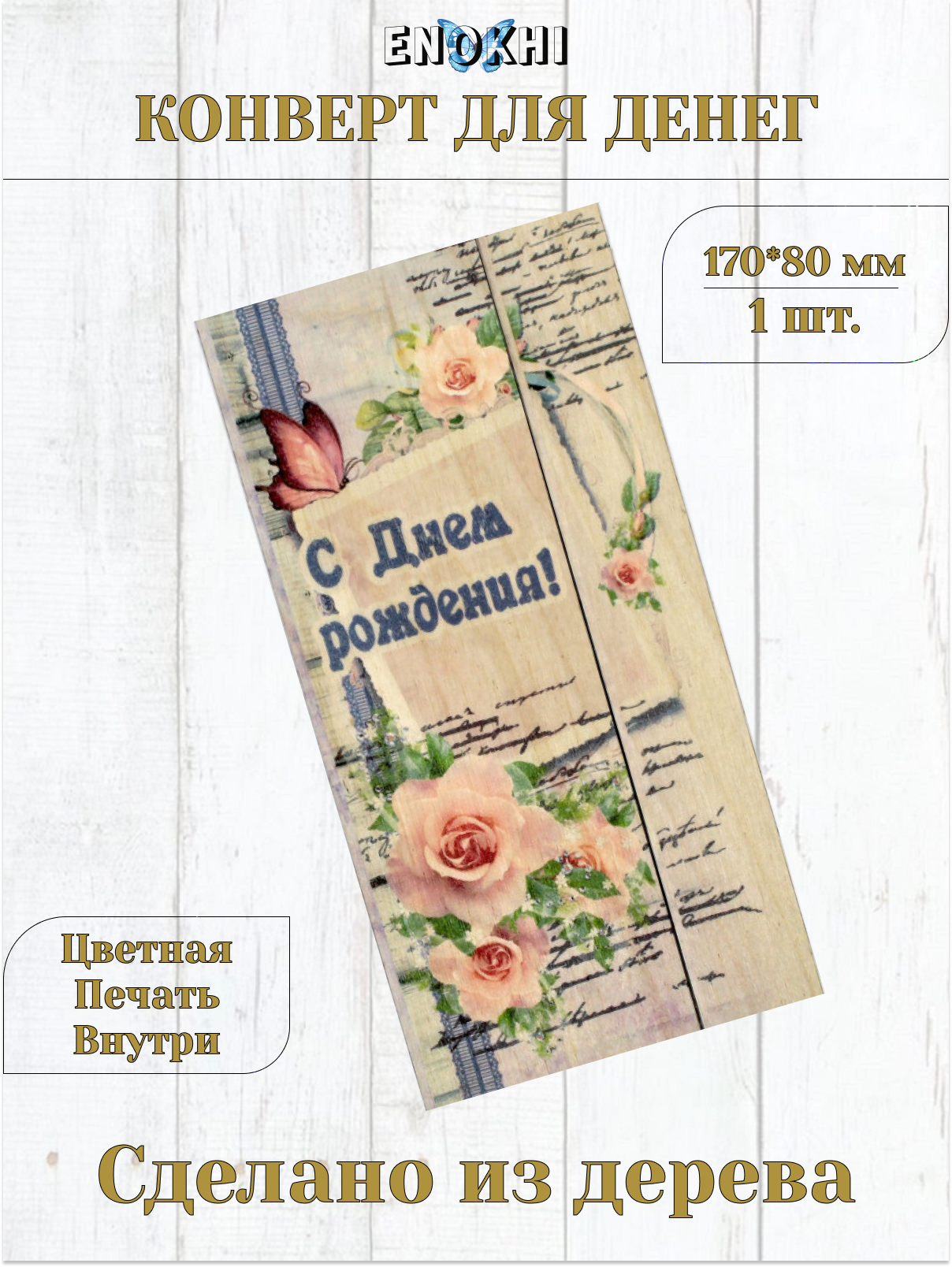 Конверт для денег Стильная открытка с днем рождения - фото 1