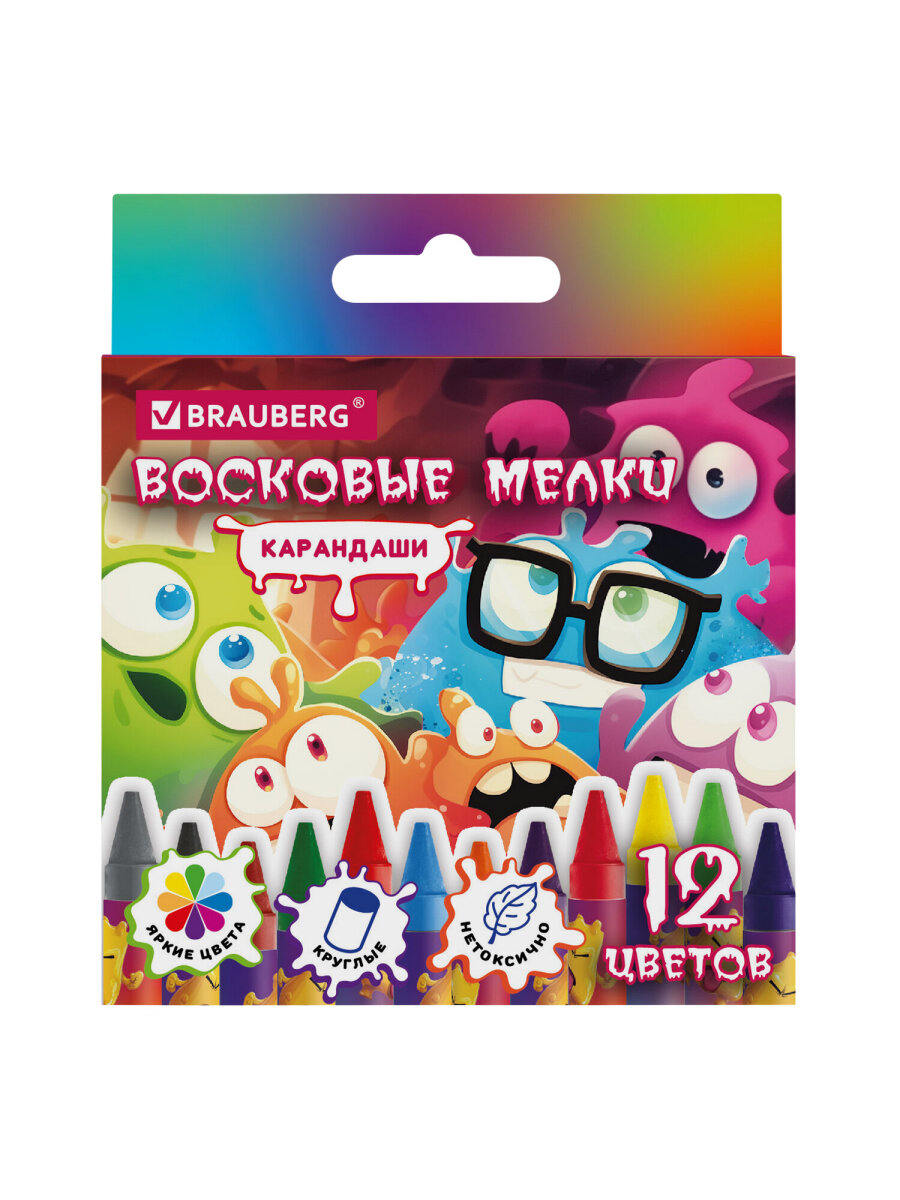 Восковые мелки Brauberg 12 шт. - фото 2