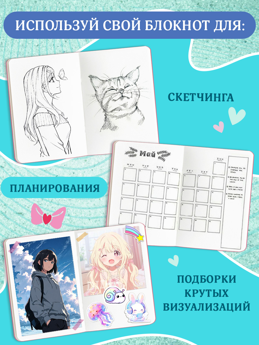 Скетчбук Проф-Пресс блокнот на резинке. Wild pink. А5 80 лист. 1 шт. - фото 3