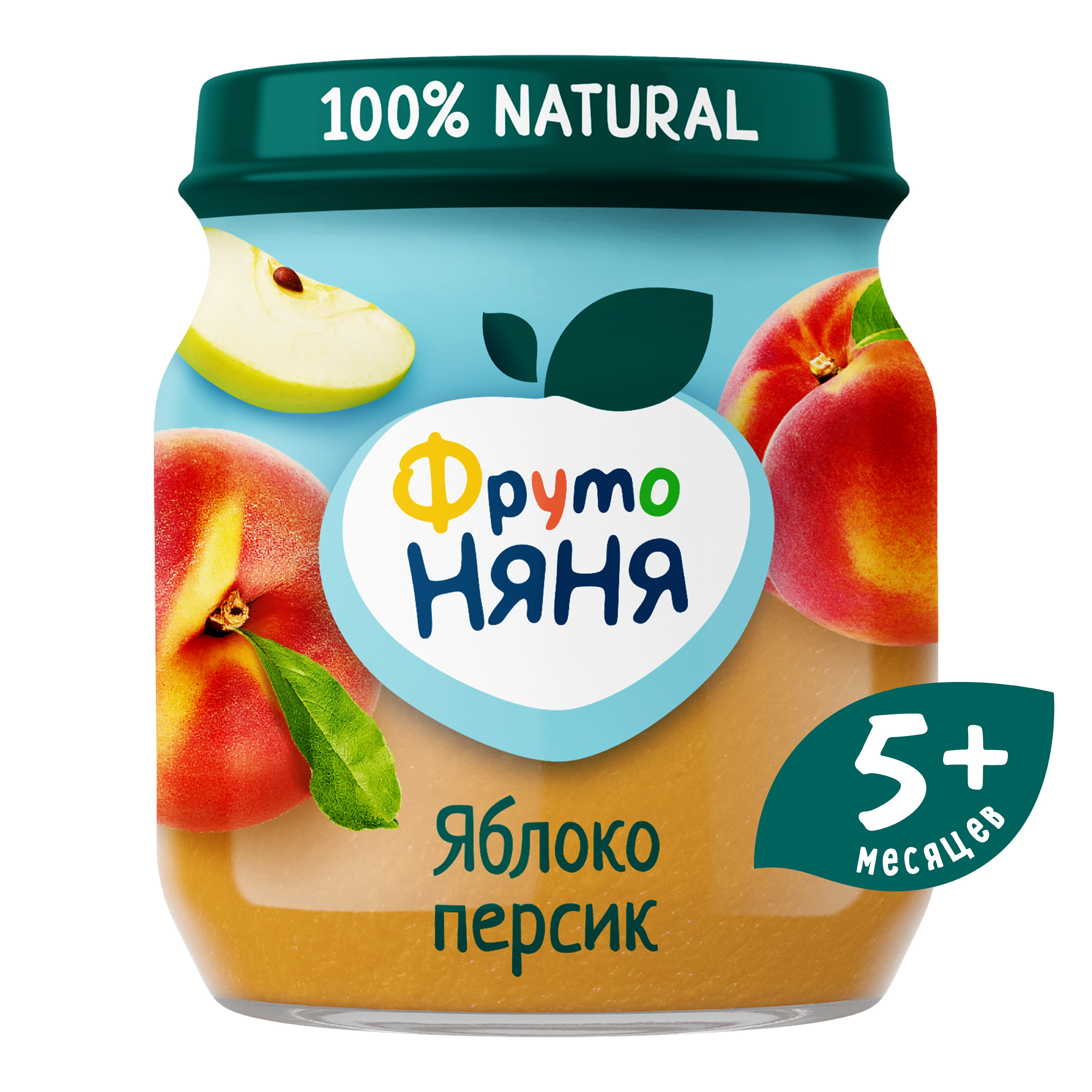 Пюре ФрутоНяня Яблоко-персик с 5 мес 100 г - фото 1