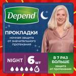Прокладки урологические Depend ночные 6шт