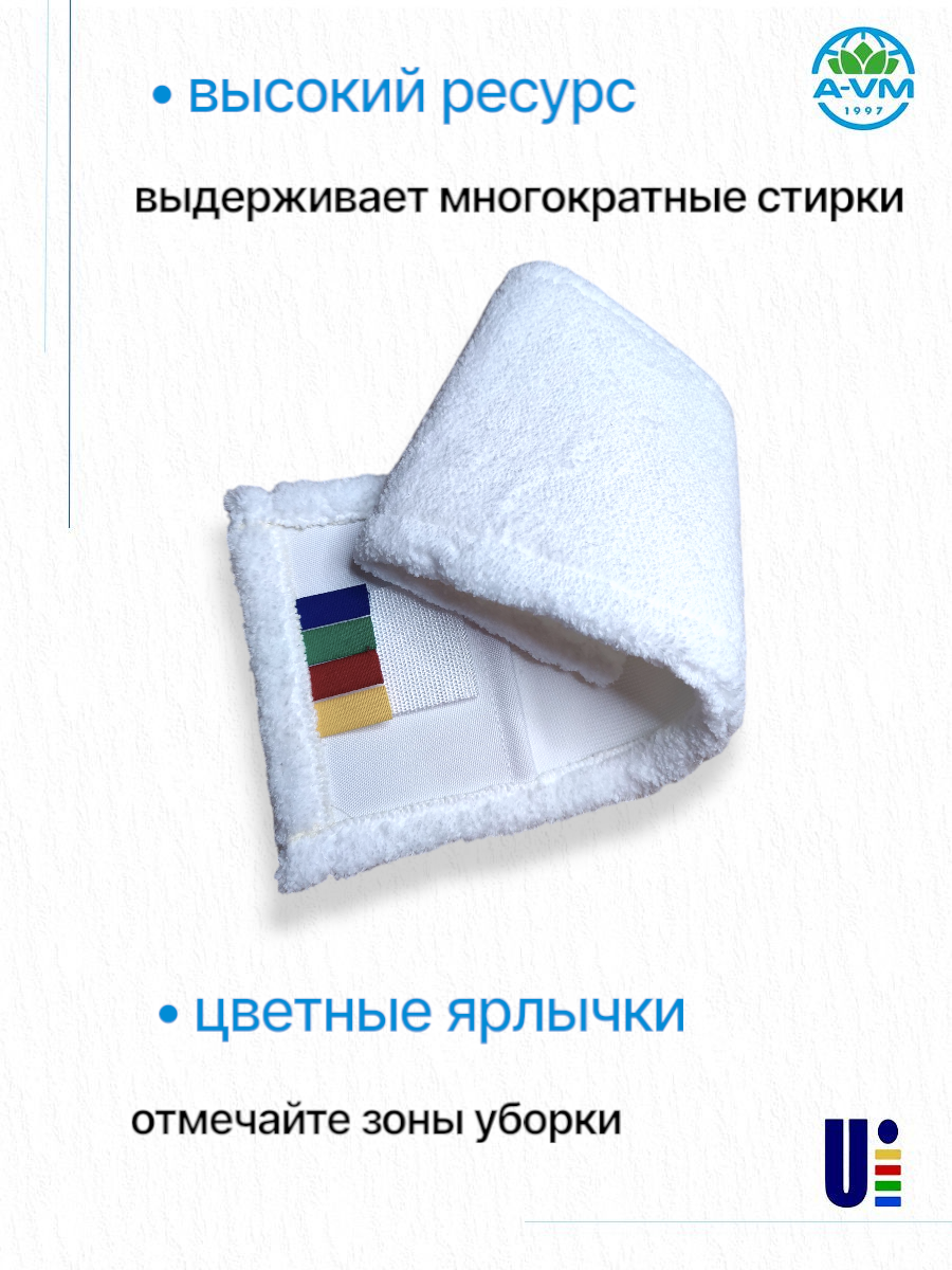 Сменная насадка для швабры A-VM МОП микрофибра 50х14 см - фото 7