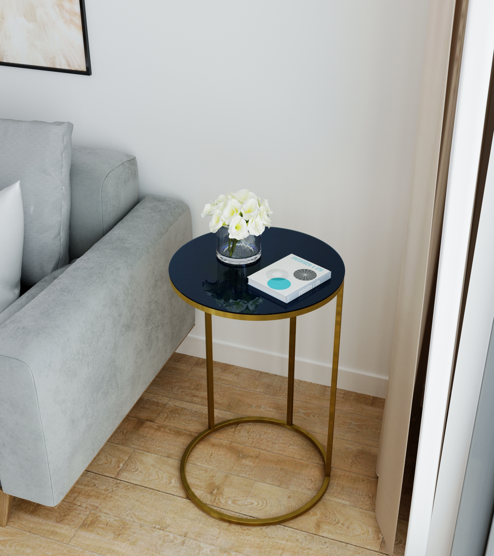 Стол придиванный КАЛИФОРНИЯ МЕБЕЛЬ Остин Glass Черная лакобель Золото - фото 9