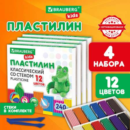 Пластилин Brauberg 12 цв.