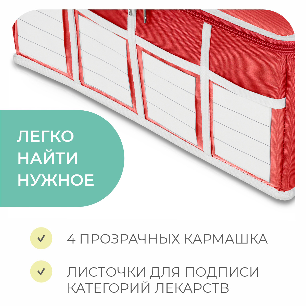 Органайзер Всё на местах Аптечка домашняя KIDS SAFE 21 ячейка красная - фото 7