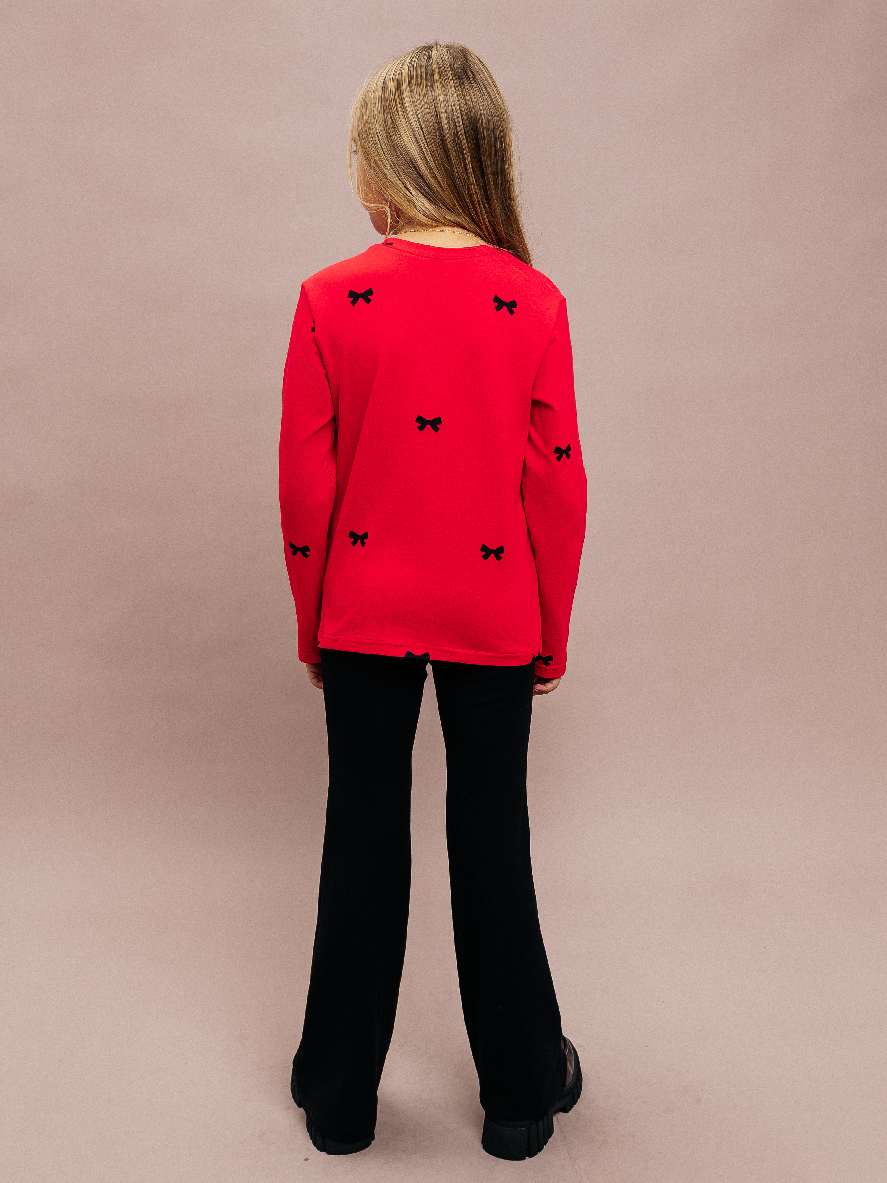 Лонгслив Селтекс Ю_ДК1 красный/бантик черный - фото 2