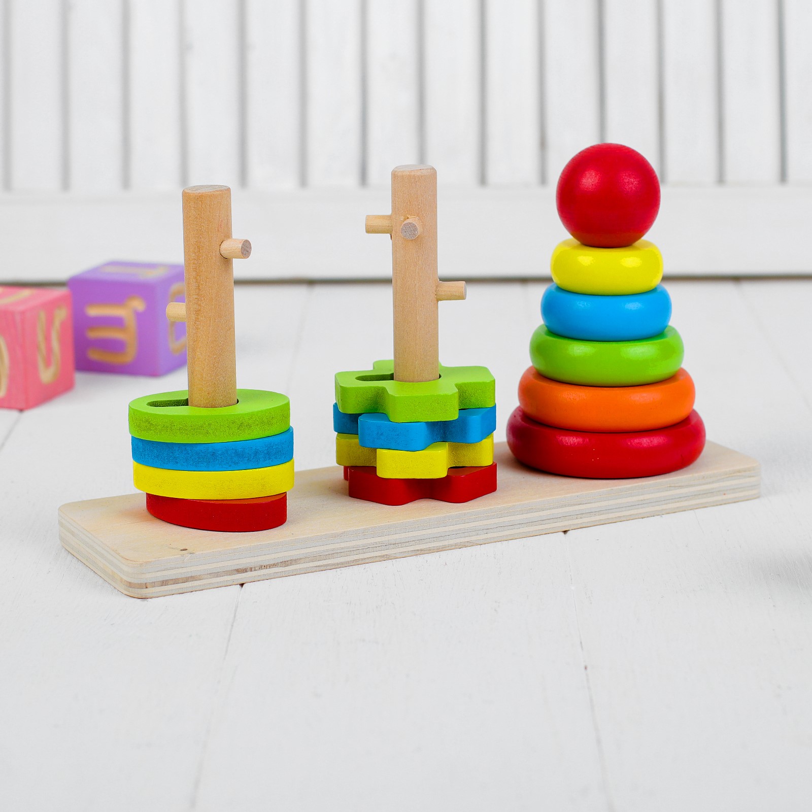 Игрушка Sima-Land пирамидка Цветочки и кружочки - фото 2
