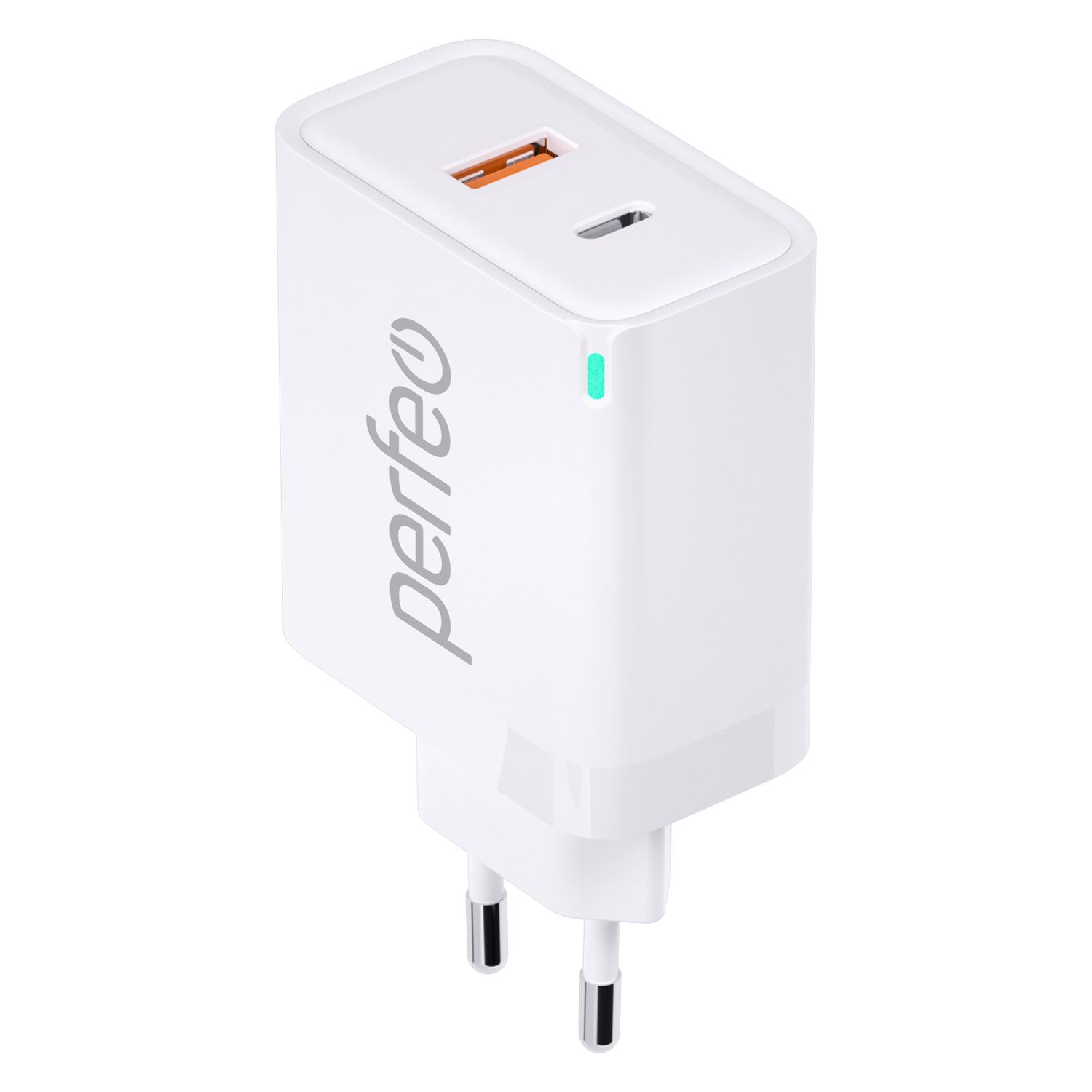Сетевое зарядное устройство Perfeo с двумя разъемами USB-A+TYPE-C GaN 30W - фото 1
