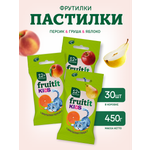 Пастила без сахара натуральная Правильные сладости Фрутилки со вкусом груши ,персика,яблок 30 шт по 15 г