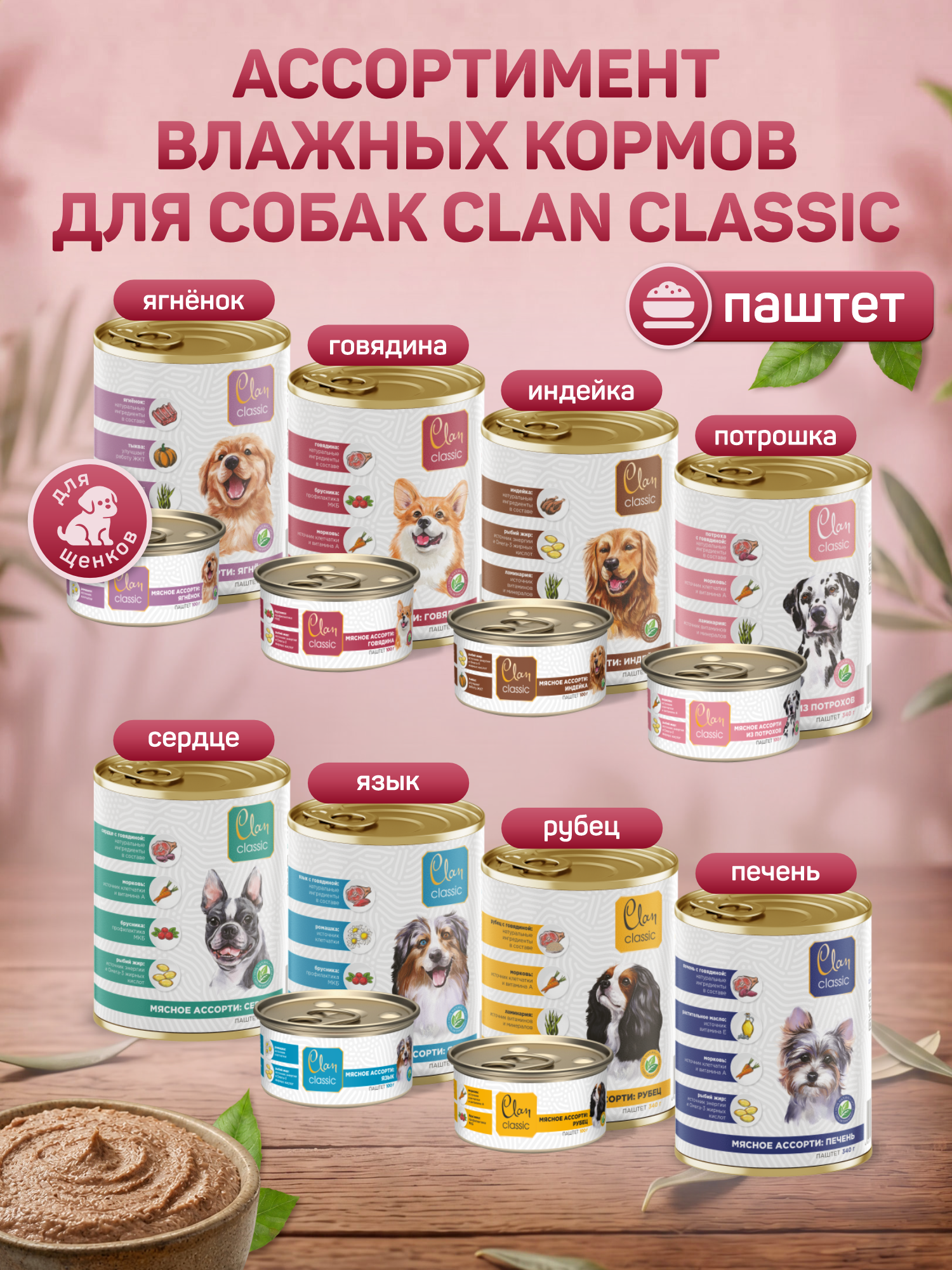 Корм для собак влажный Clan Classic Кролик кусочки в соусе ж/б 970г 6 шт. - фото 8
