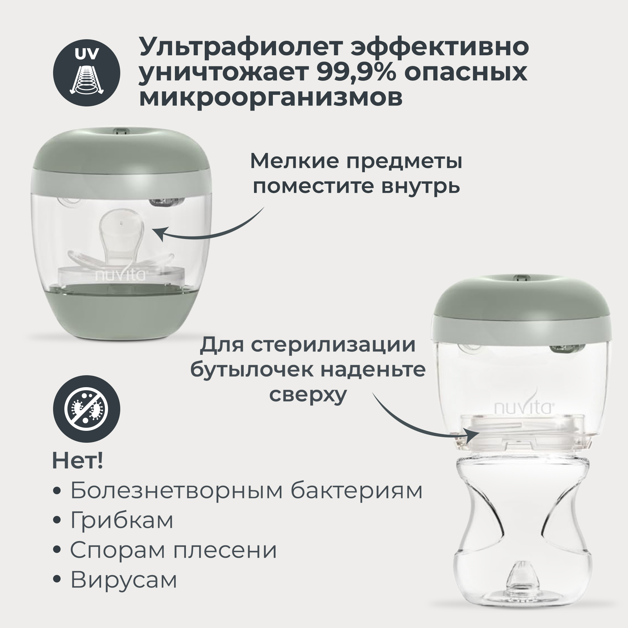 Стерилизатор для бутылочек и сосок Nuvita MellyPlus 2 ультрафиолетовый, портативный - фото 4