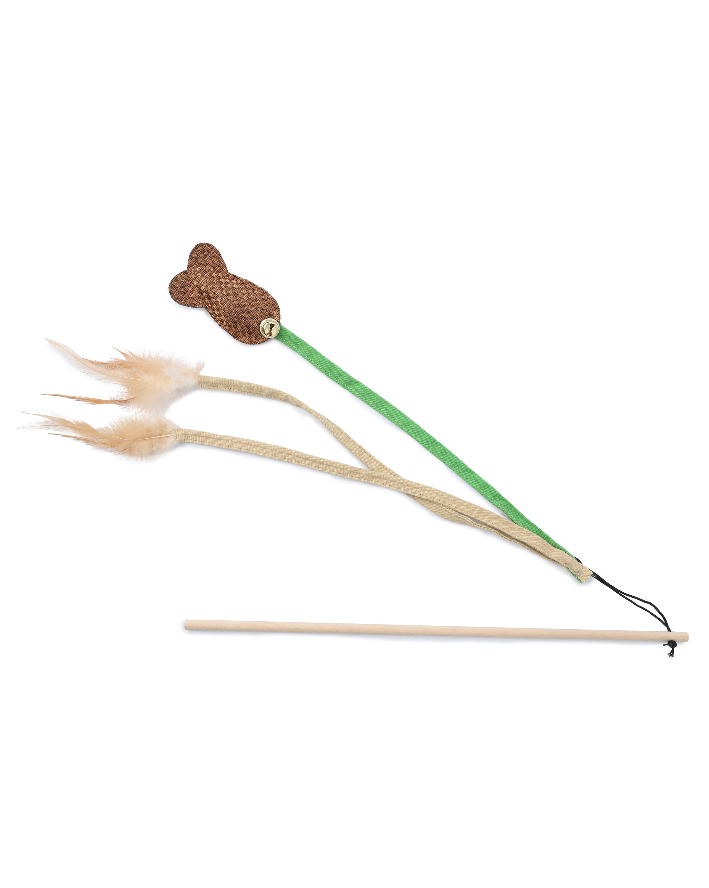 Игрушка для кошек Barbaks Дразнилка-Ленточки с рыбкой с натуральными перьями - фото 2