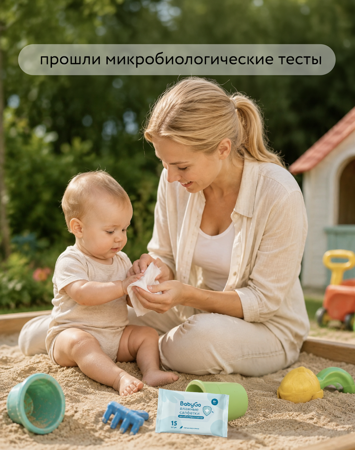 Влажные салфетки BabyGo антибактериальные 15 шт. - фото 3