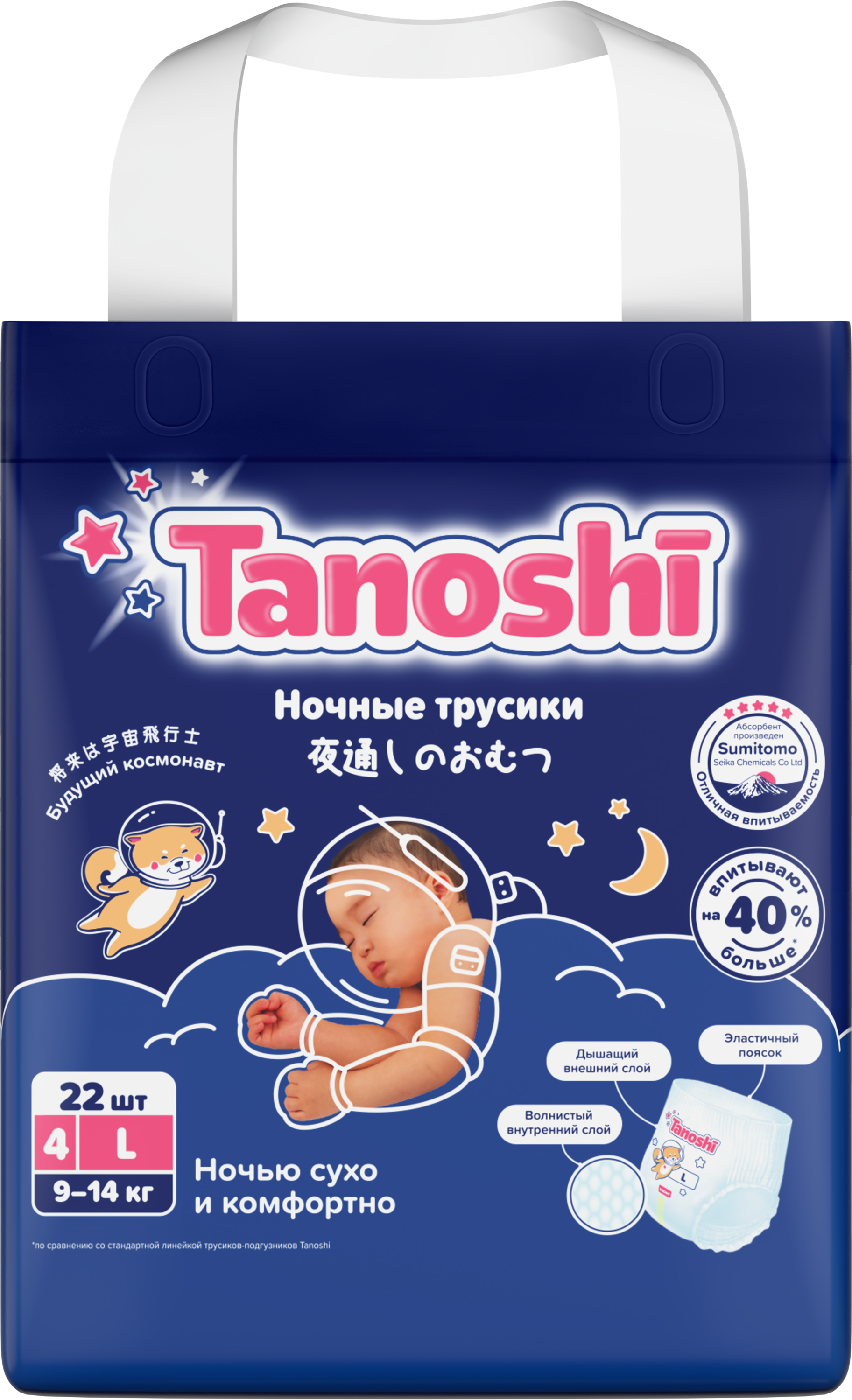 Трусики Tanoshi ночные L (9-14 кг) 22 шт. - фото 19