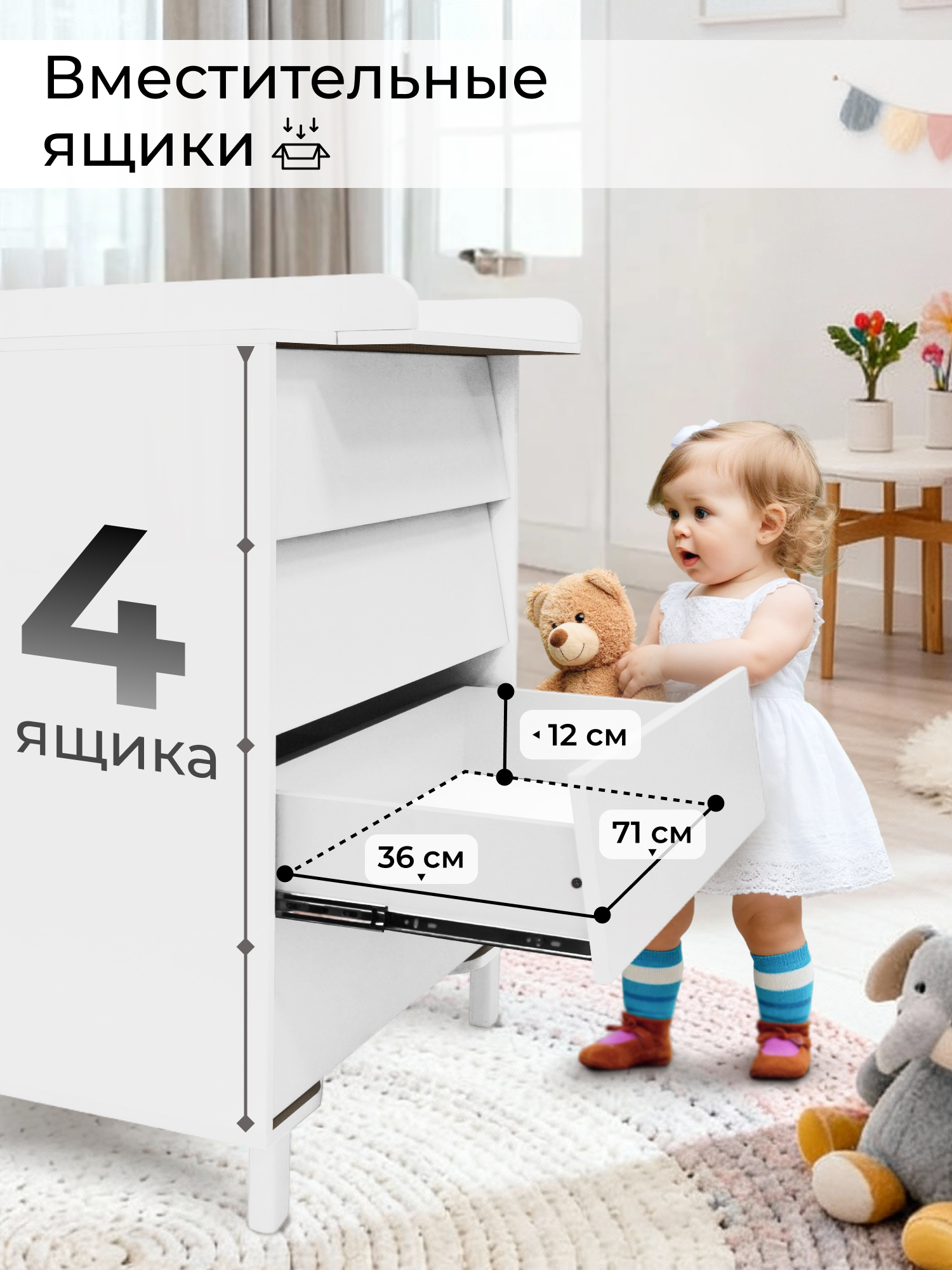 Комод пеленальный Sweet Baby Dante (белый) - фото 3