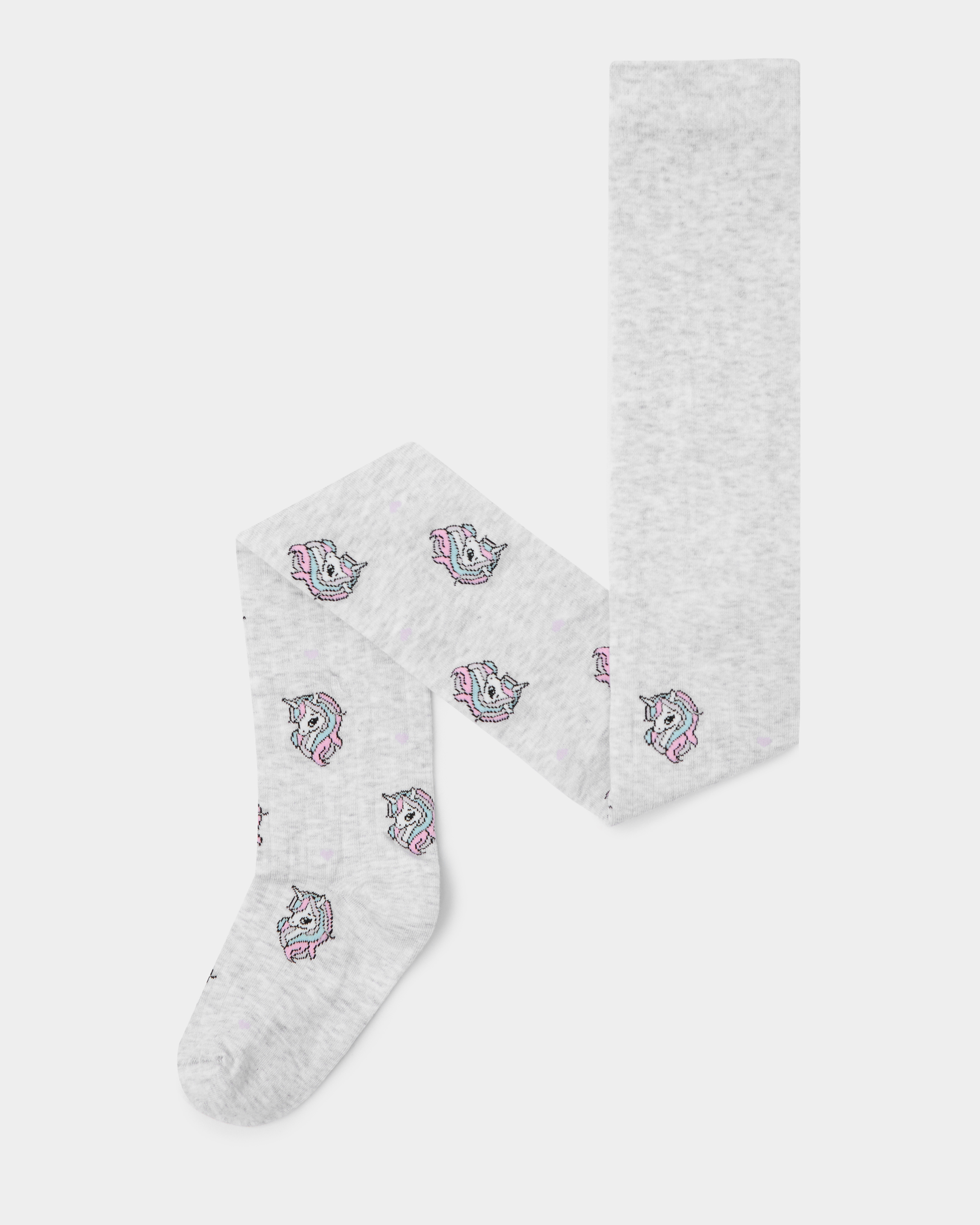 Изображение товара Детские колготки Futurino 110 с принтом единорогов светло-серые