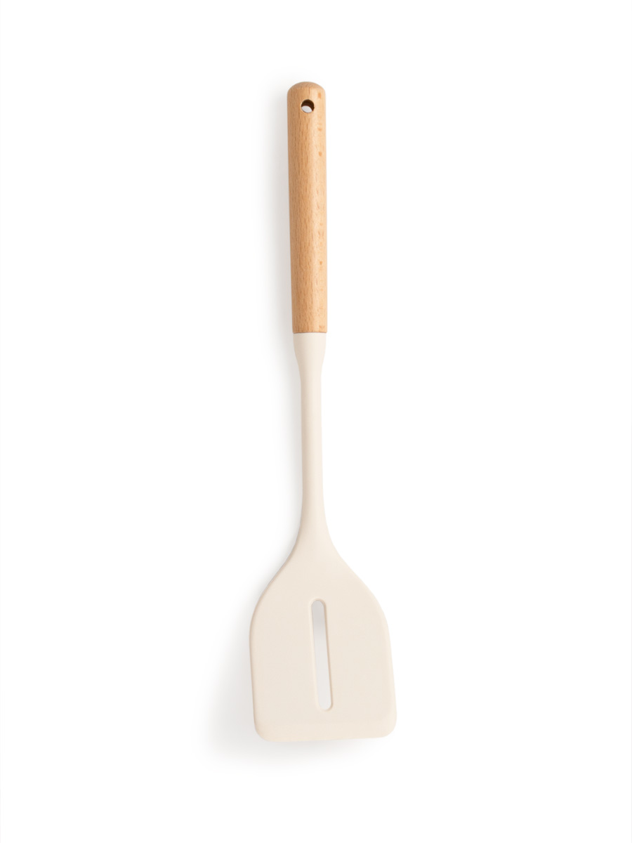 Лопатка кулинарная DeNASTIA Силвуд 33x7x4.4 см силикон бук молочный A000350 - фото 7