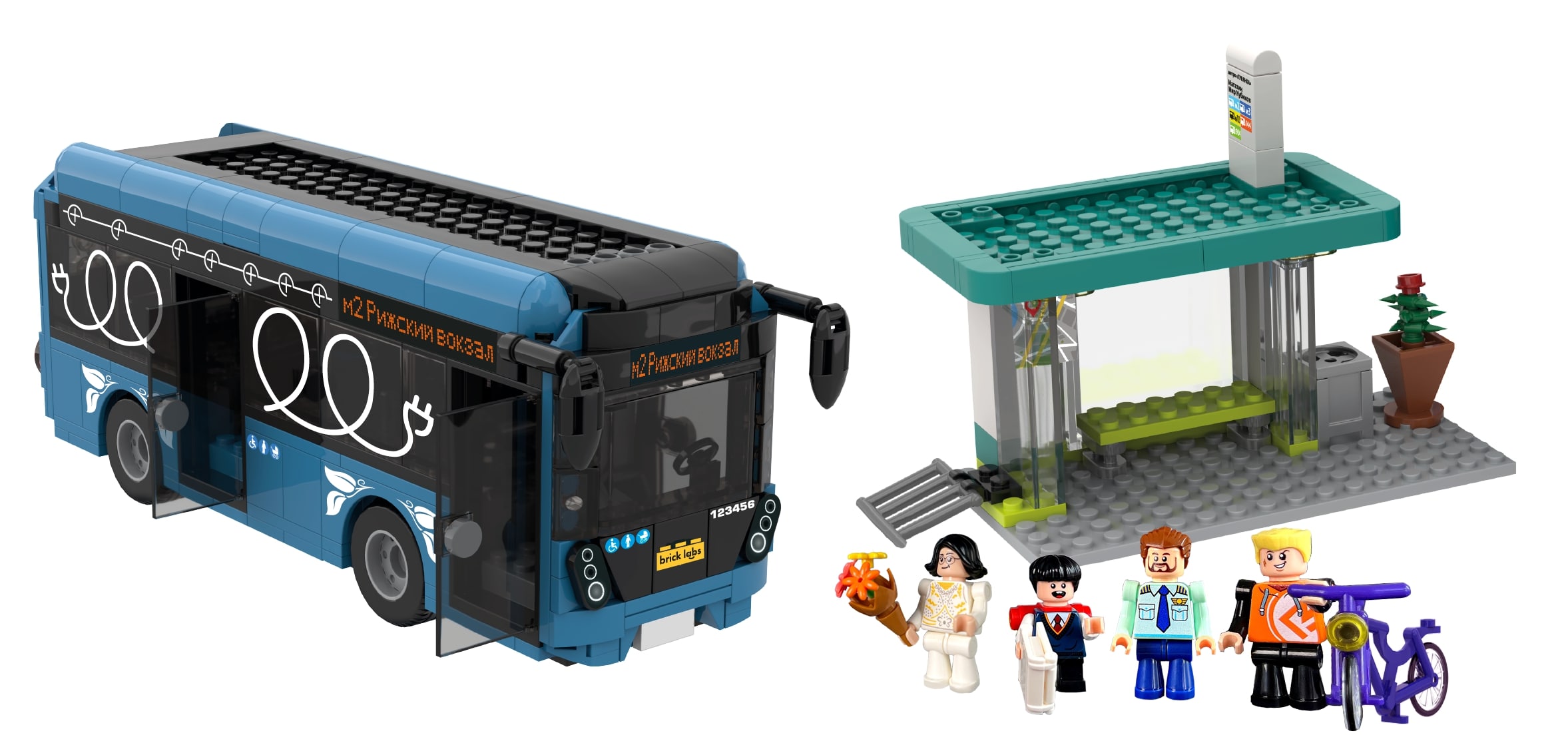 Конструктор brick labs Электробус 464 дет. - фото 8