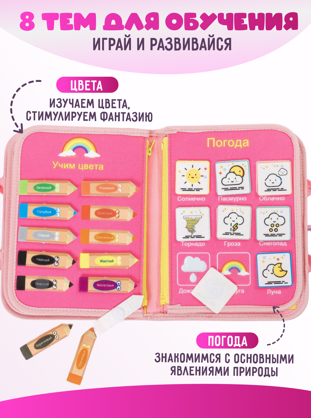 Игрушка DiaDan бизиборд Развивающая книжка бизиборд - фото 3