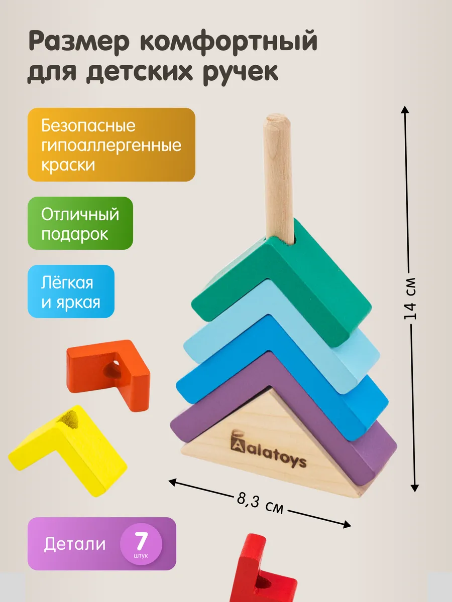 Конструктор Alatoys ЁЛОЧКА 7деталей деревянный 7 дет. - фото 2