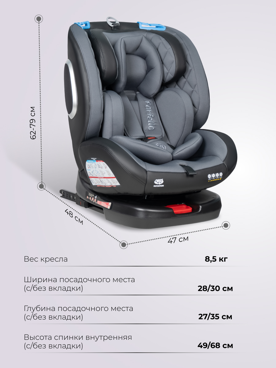 Автокресло Farfello YB102A Isofix 0+/1/2/3 (0-36 кг) серый - фото 8