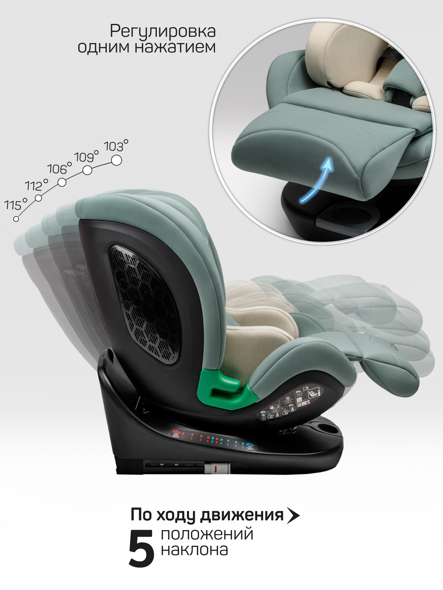 Автокресло Amarobaby Triumph Isofix 0+/1/2/3 (0-36 кг) зеленый - фото 8