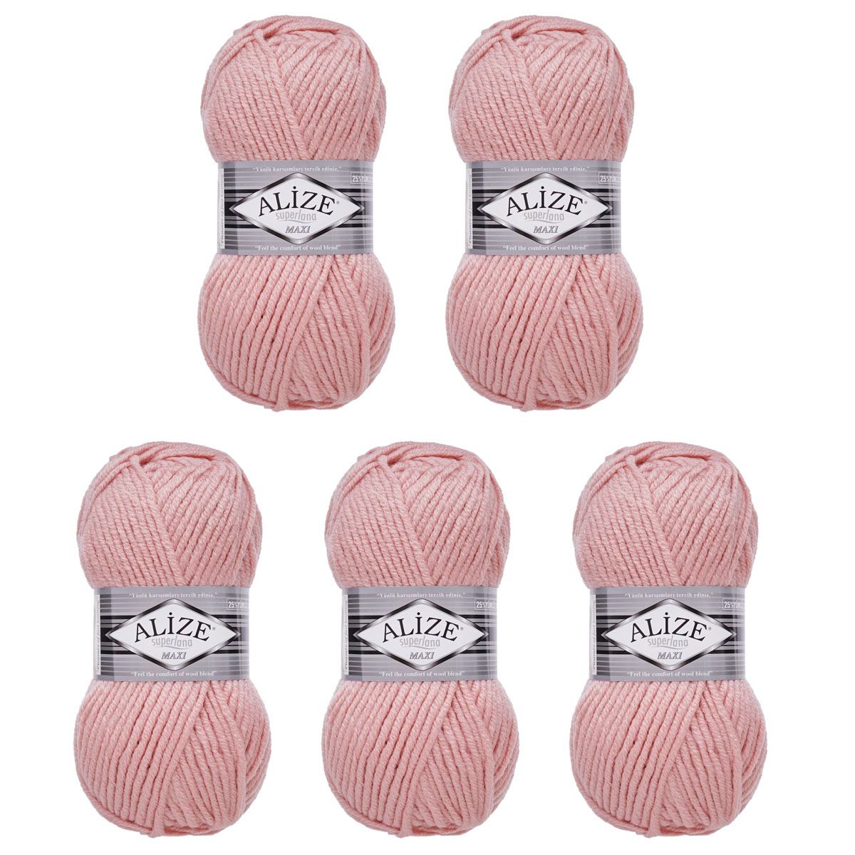 Пряжа Alize полушерстяная мягкая теплая Superlana maxi 100 гр 100 м 5 мотков 161 розовый - фото 8