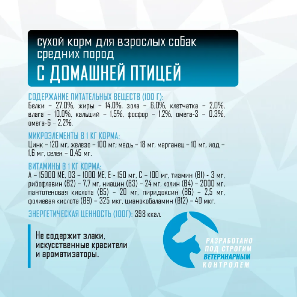 Сухой корм для взрослых собак средних пород GRAND PRIX Medium Adult с мясом домашней птицы, 12 кг - фото 6