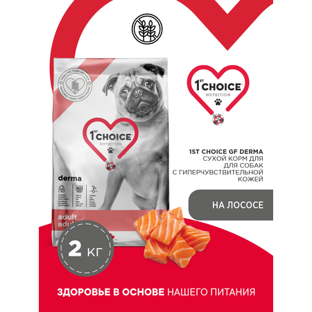 Корм сухой 1st Choice Grain Free Derma для гиперчувствительной кожи для собак на лососе 2кг