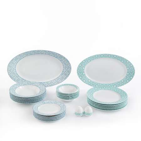 Сервиз столовый Zarin Porcelain Industries на 6 персон Italia F Meybod Darkblue Turquoise 28 предметов
