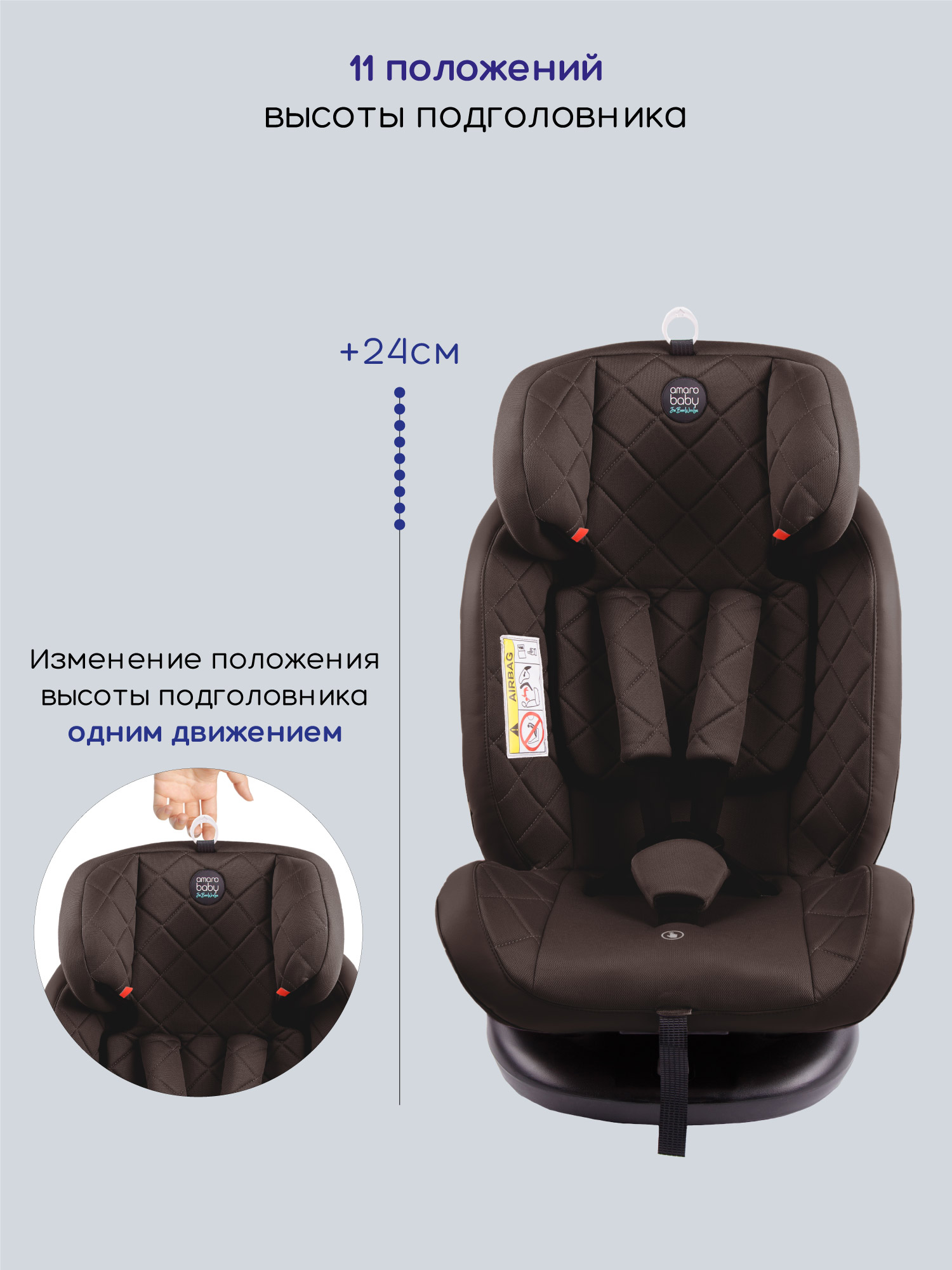 Автокресло Amarobaby Brilliant Isofix 0+/1/2/3 (0-36 кг) коричневый - фото 6