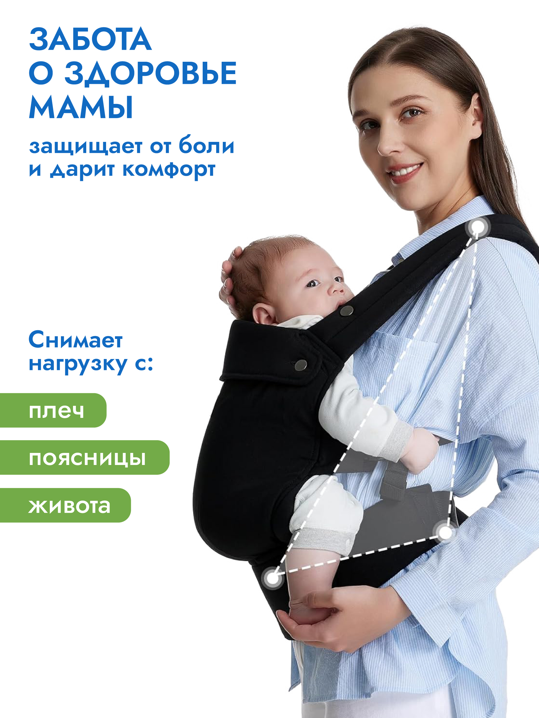 Рюкзак-слинг Puremama эргорюкзак - фото 4