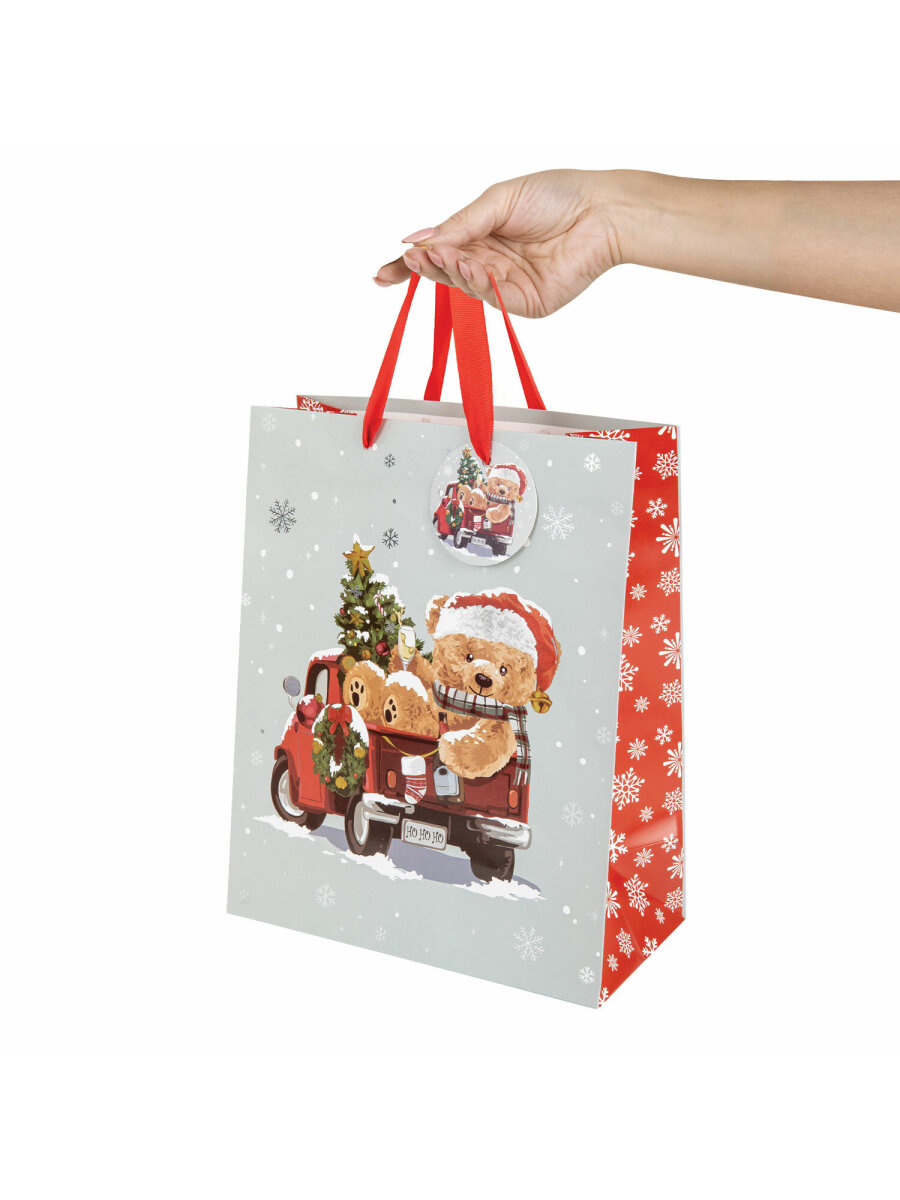 Пакет новогодний подарочный Золотая сказка набор 4 штуки Новогодний мишка - фото 6