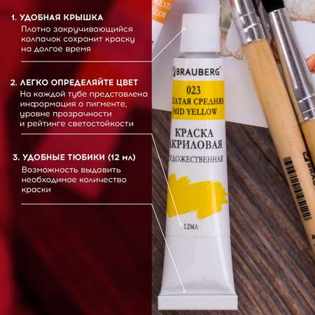 Краски акриловые Brauberg 24 цв.