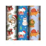 Упаковочная бумага Золотая сказка для новогодних подарков в рулоне набор 3 штуки