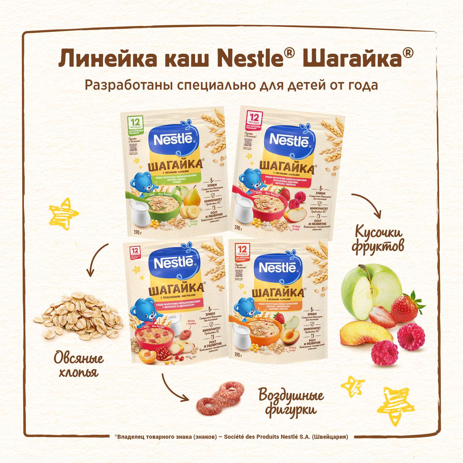 Каша Nestle земляника-яблоко-малина 190г с 12месяцев - фото 15