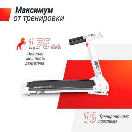 Беговая дорожка UNIX Fit ST-440N White 1.75 л.с. до 110 кг 0.8 - 12 км/ч угол наклона 0-12%
