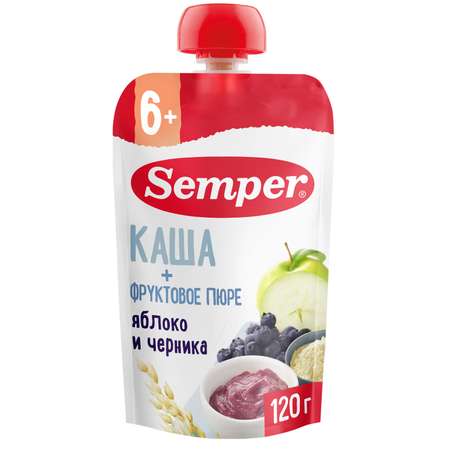 Пюре Semper Каша-яблоко-черника с 6 мес 120 г