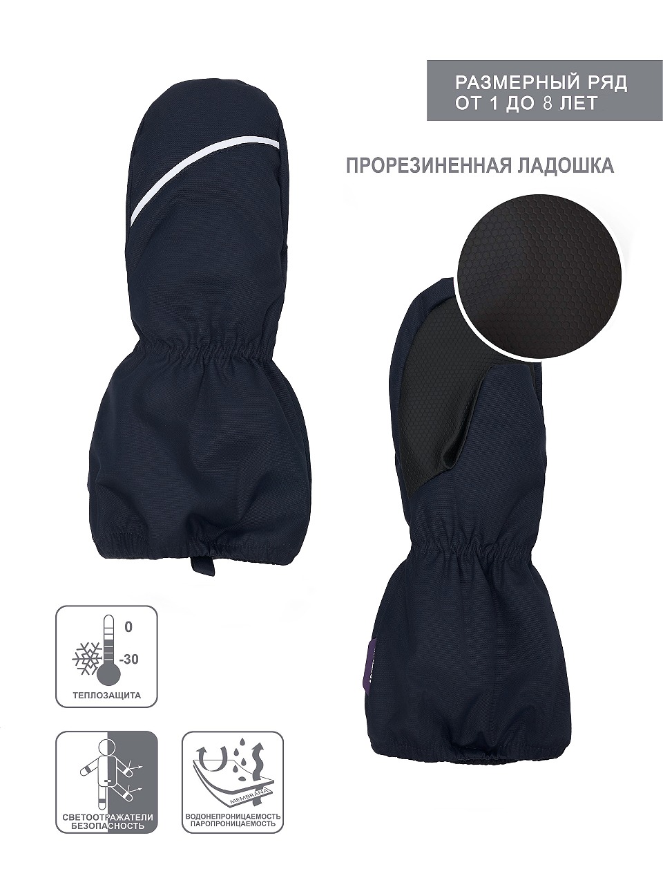 Варежки Arctiline Варежки 5301-2 MDW-25S Тёмно-синий - фото 2