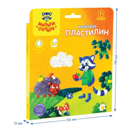 Пластилин Мульти Пульти восковой 12 цв.
