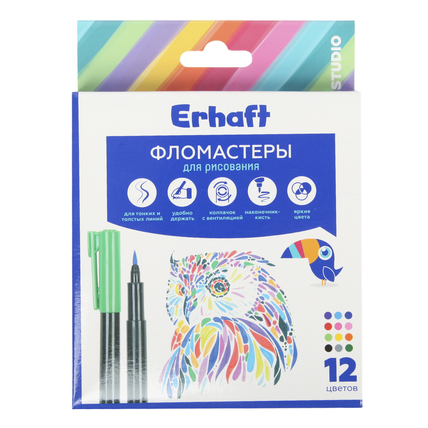 Фломастеры Erhaft 12 цв. - фото 1