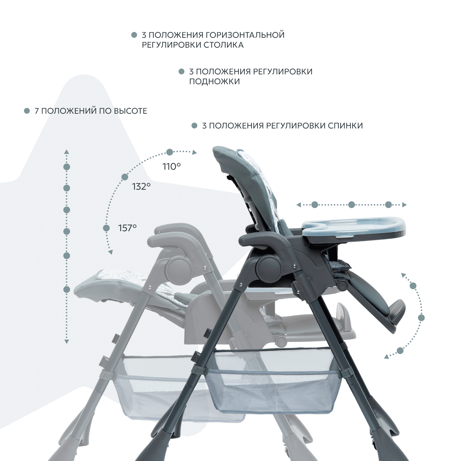 Стульчик для кормления BabyGo Sweet Meals серый - фото 3