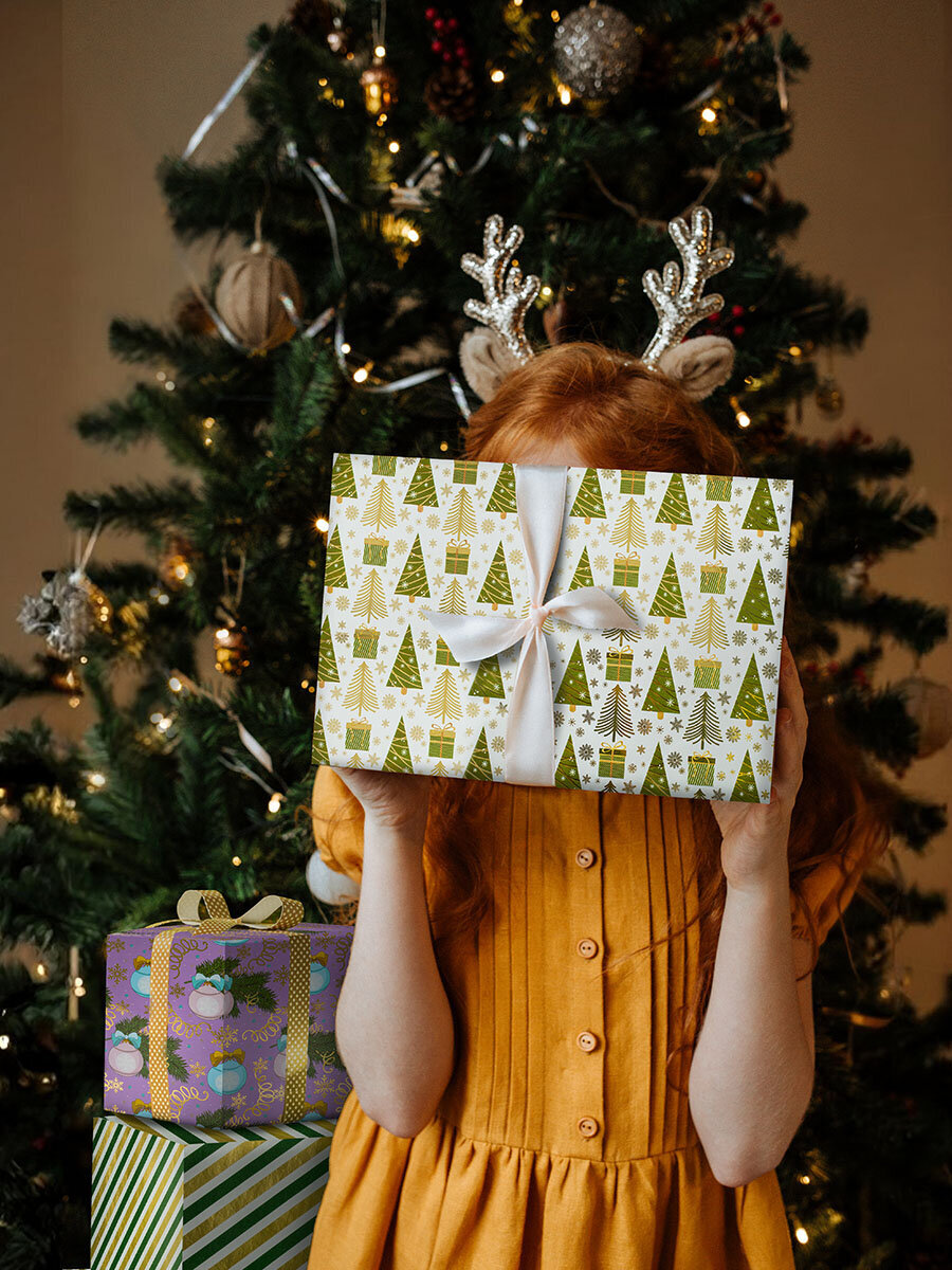 Упаковочная бумага Золотая сказка для новогодних подарков с эффектами 3 шт 70х100 см NY Pattern - фото 4
