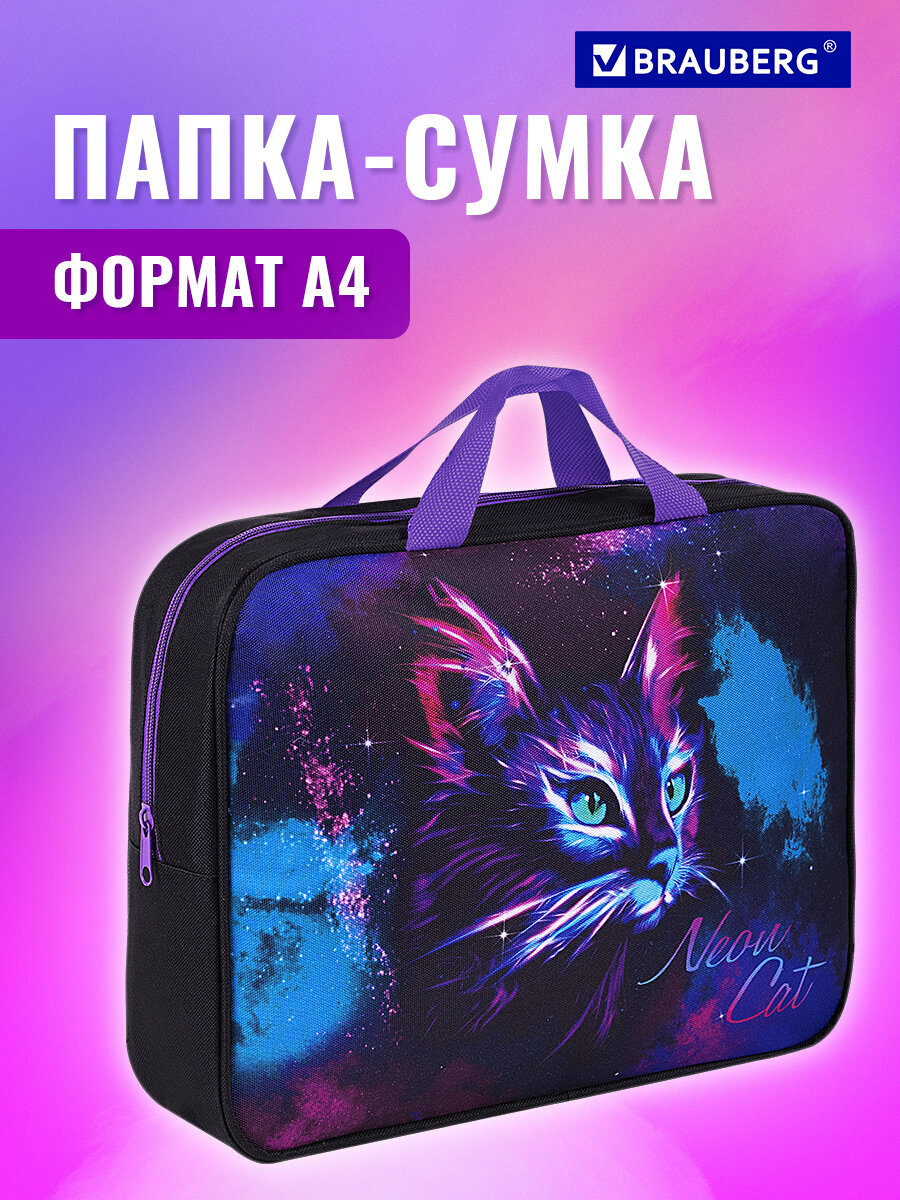 Папка-сумка Brauberg портфель для бумаг с ручками на молнии - фото 1