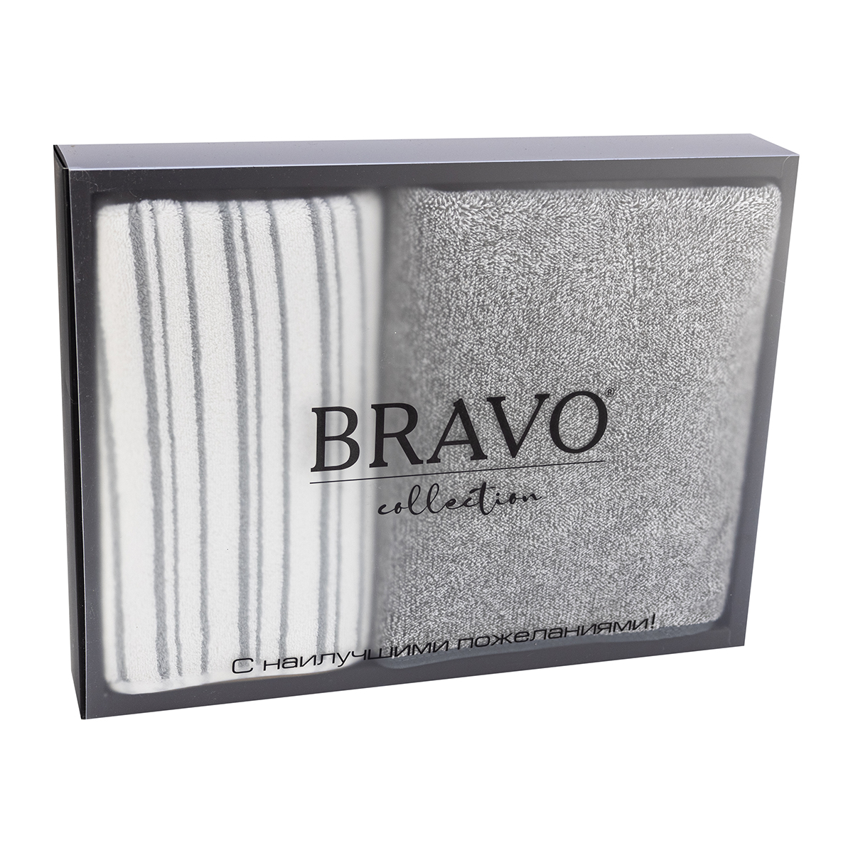 Полотенце BRAVO Лайн 35*75 + 50*100 серый 2 шт. - фото 3